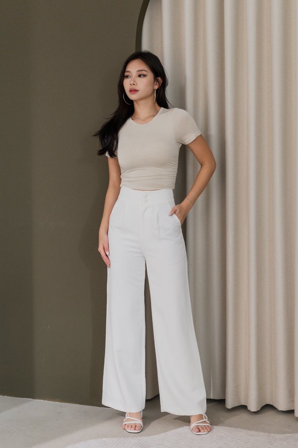Jenise Double Button Pants (White) Jenise Double Button Pants (White)
