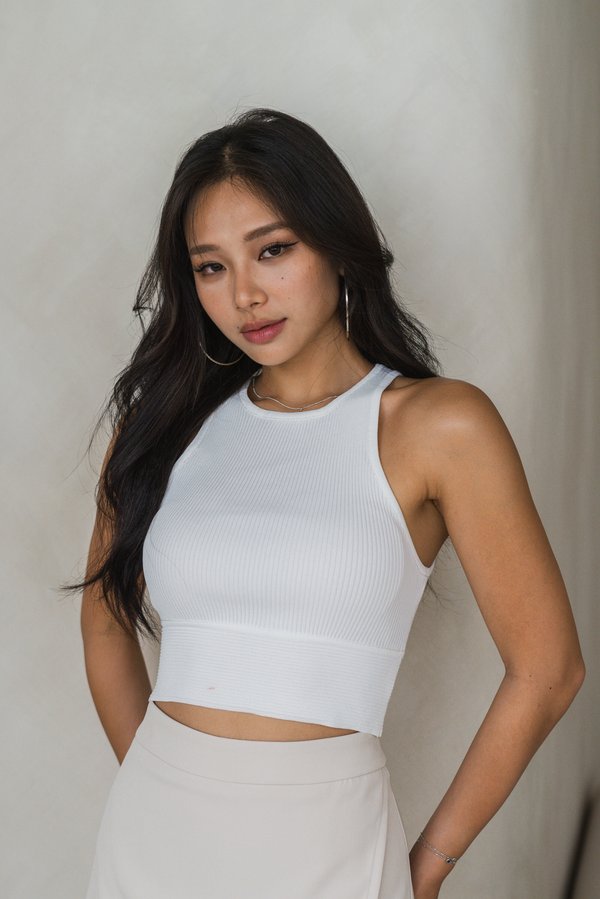 Dara Sleeveless Knit Top (White)
