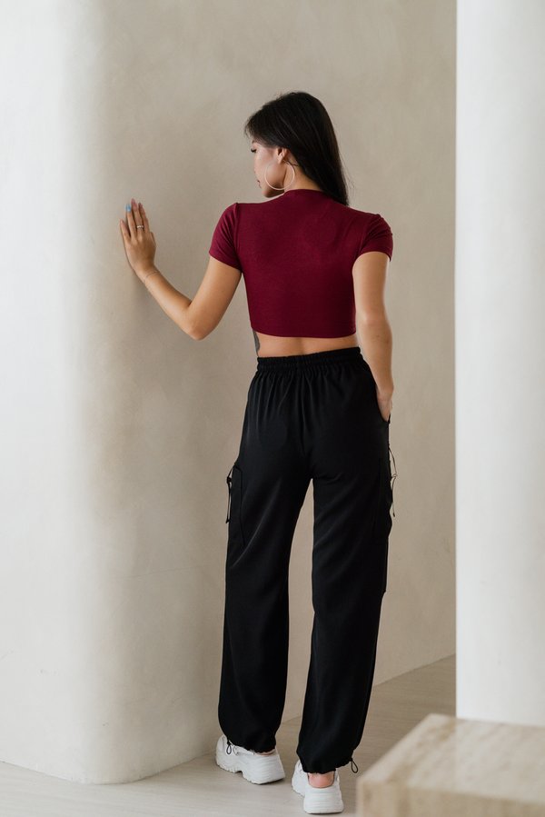 Mika Padded V Neck Top (Black) | Carrislabelle