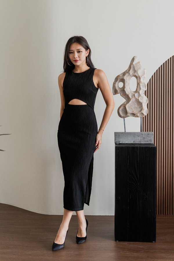 Adele Cutout Midi Dress (Black)