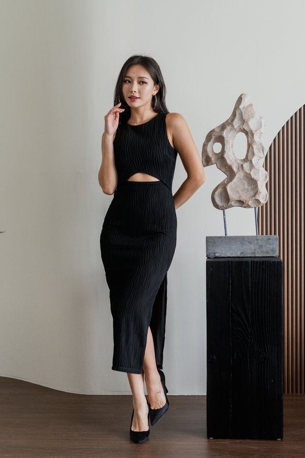 Adele Cutout Midi Dress (Black)