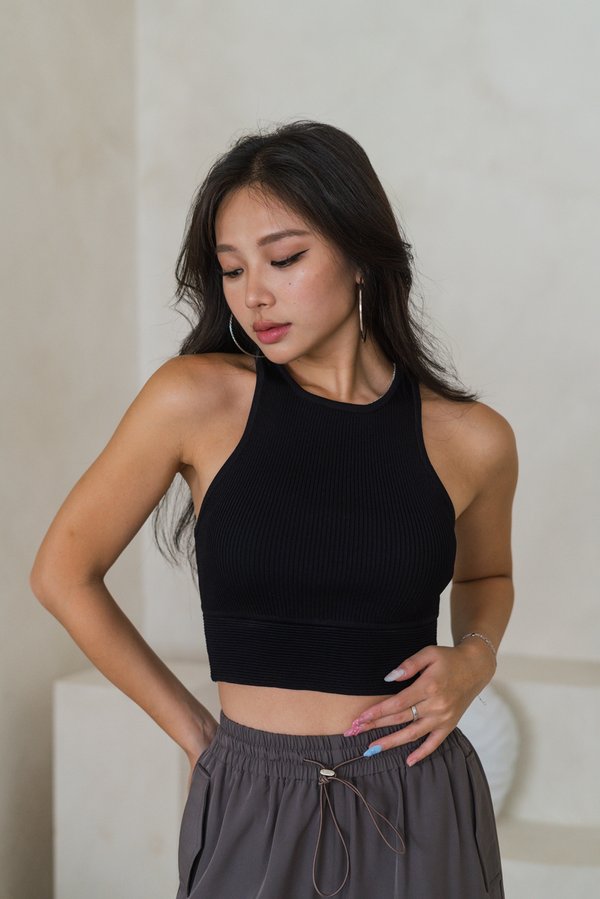 Dara Sleeveless Knit Top (Black)