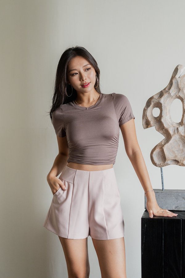 Gordia Ruched Tee (Taupe) Gordia Ruched Tee (Taupe)
