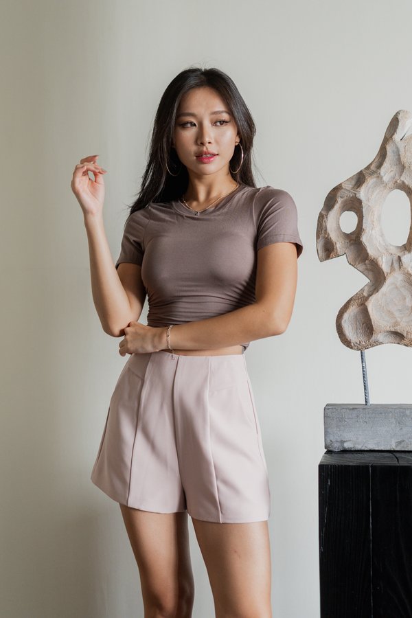 Gordia Ruched Tee (Taupe) Gordia Ruched Tee (Taupe)