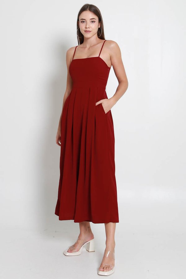 Lazie Pleated Jumpsuit (Red)