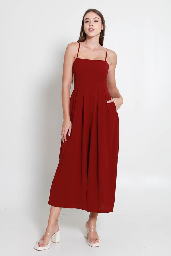 Lazie Pleated Jumpsuit (Red)