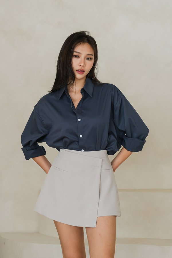 Gwen Oversized Shirt (Dark Teal Blue)