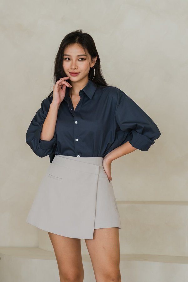 Gwen Oversized Shirt (Dark Teal Blue)