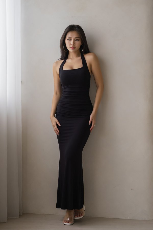 Lindsey Halter Mermaid Dress (Black)