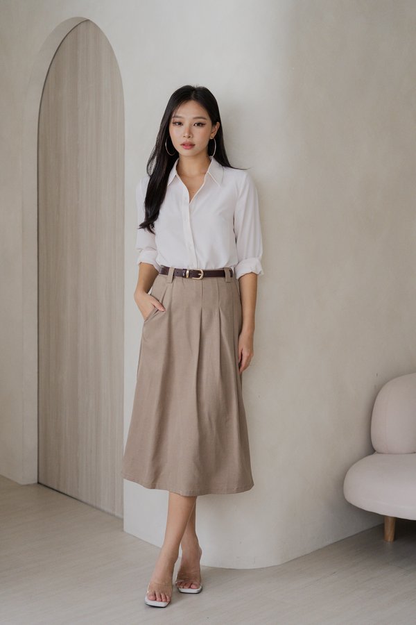 Brittany Pleated Skirt (Khaki)
