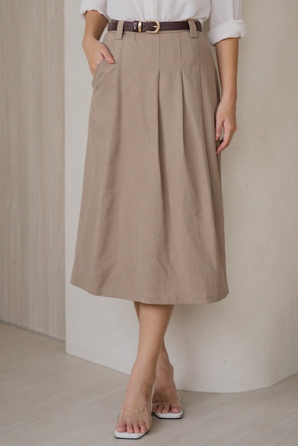 Brittany Pleated Skirt (Khaki)