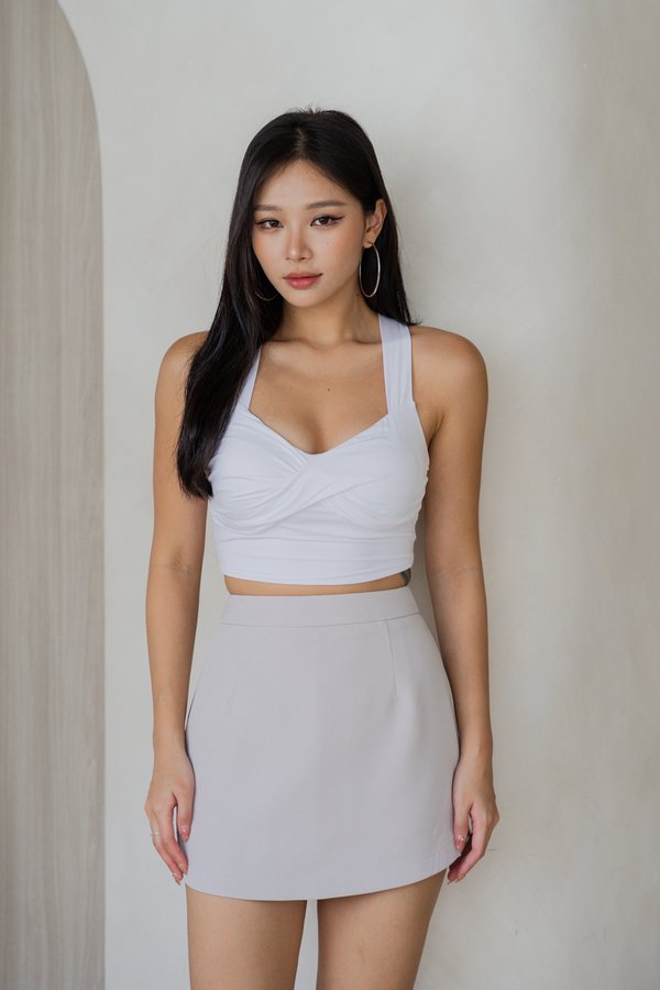 Caity Curve Hem Skorts (Light Grey)