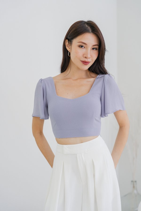 Kairi Flutter Sleeve Top (Ocean Blue)
