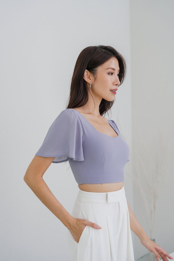Kairi Flutter Sleeve Top (Ocean Blue)