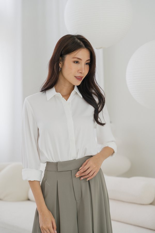 Eileen Button Up Blouse (White) Eileen Button Up Blouse (White)