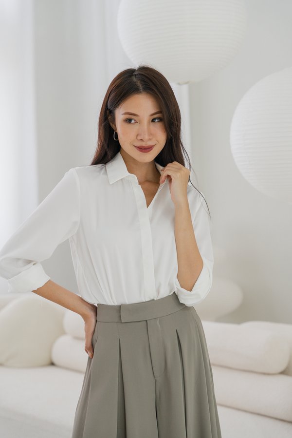Eileen Button Up Blouse (White) Eileen Button Up Blouse (White)