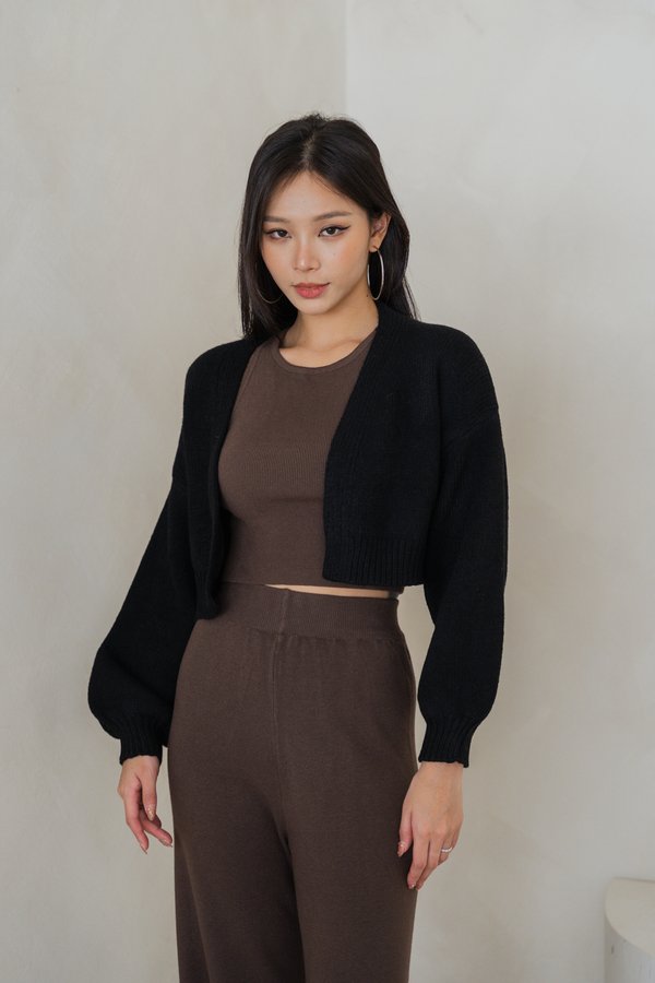 Whitney Puffy Cardigan (Black)