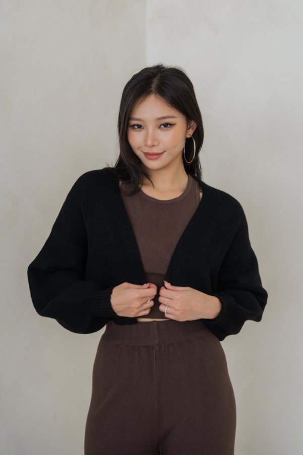 Whitney Puffy Cardigan (Black)