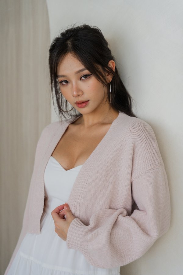 Whitney Puffy Cardigan (Soft Pink)