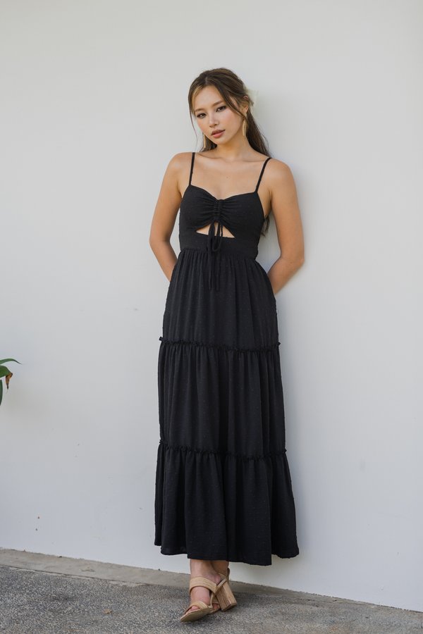 Oriana Swiss Dot Dress (Black)