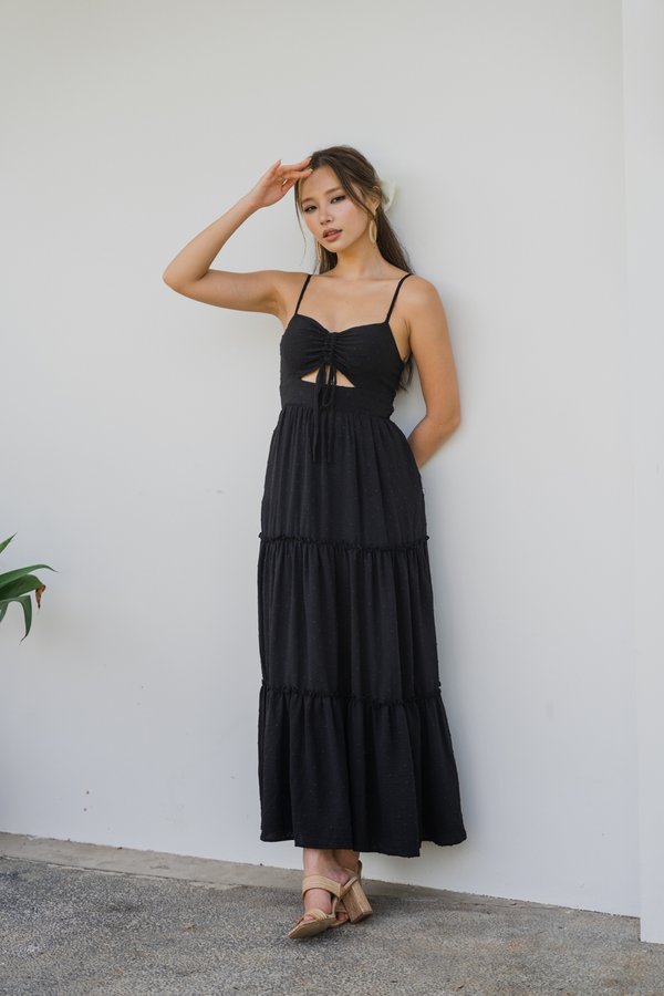 Oriana Swiss Dot Dress (Black)