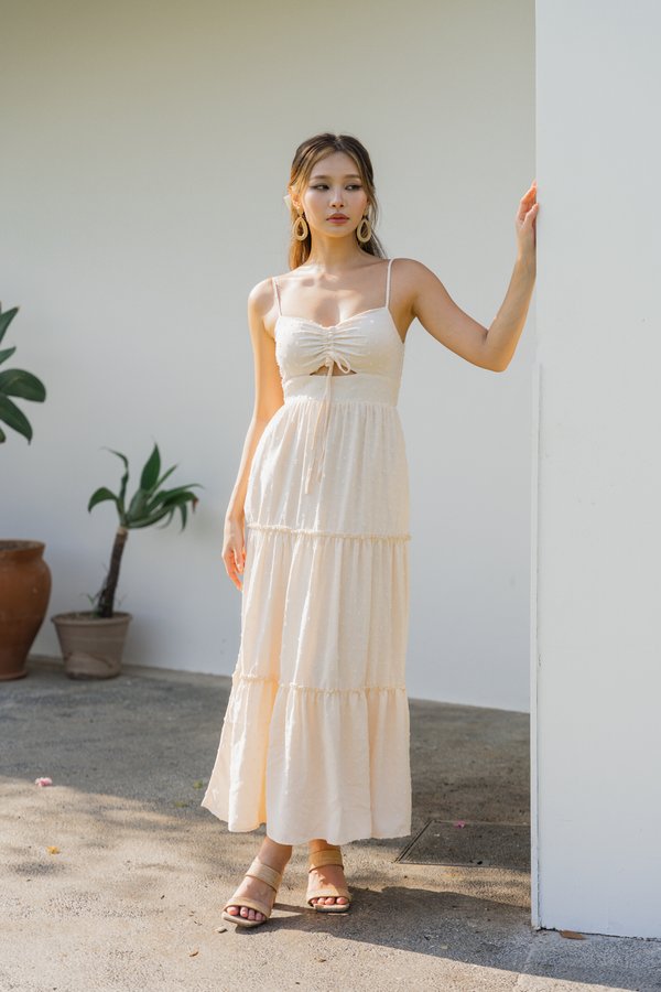 Oriana Swiss Dot Dress (Cream)