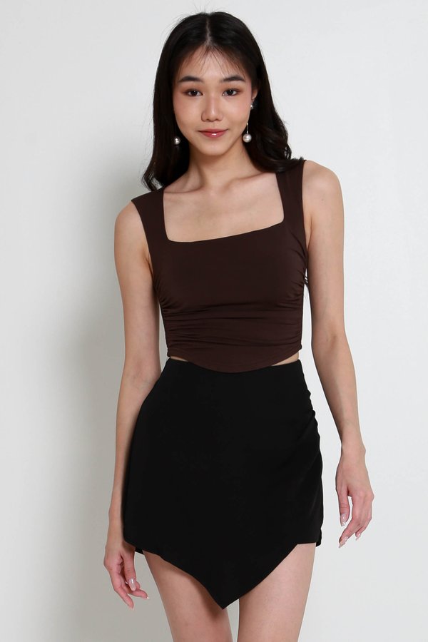 Raelynn Curve Hem Top (Chocolate Brown) Raelynn Curve Hem Top (Chocolate Brown)