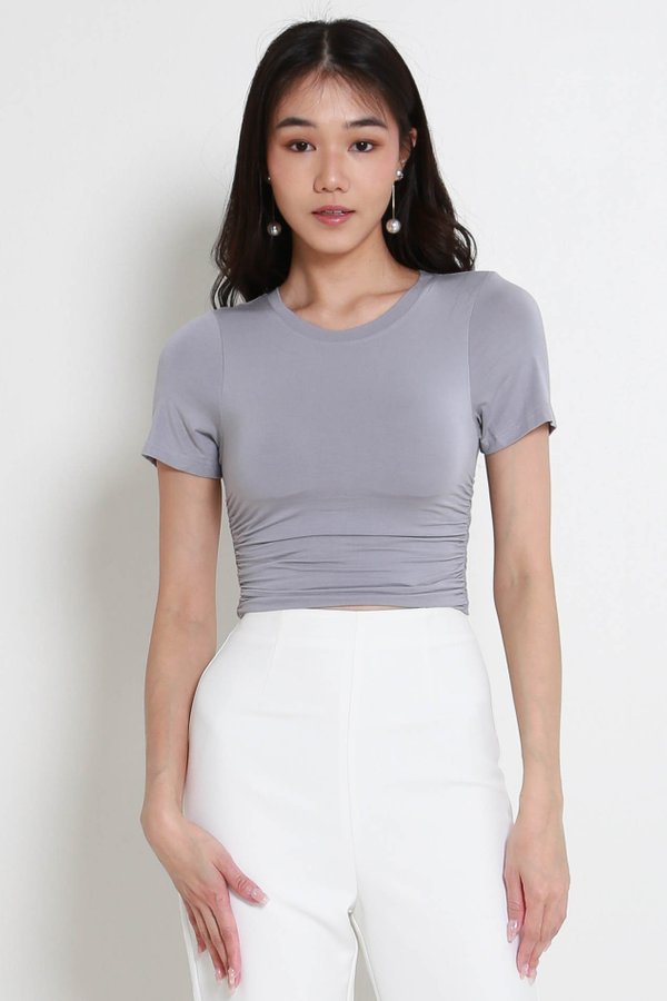 Gordia Ruched Tee (Greyish Blue) Gordia Ruched Tee (Greyish Blue)