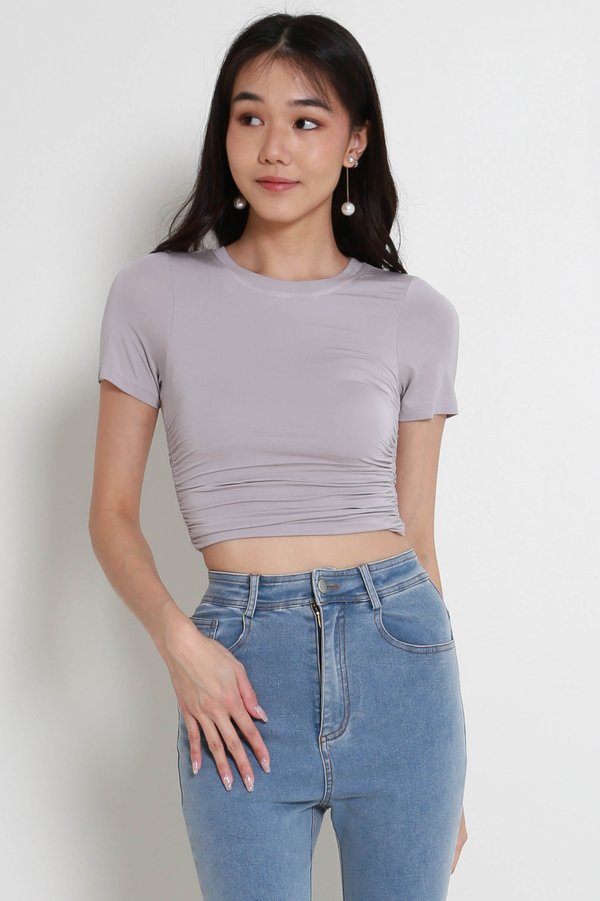 Gordia Ruched Tee (Lilac Grey)