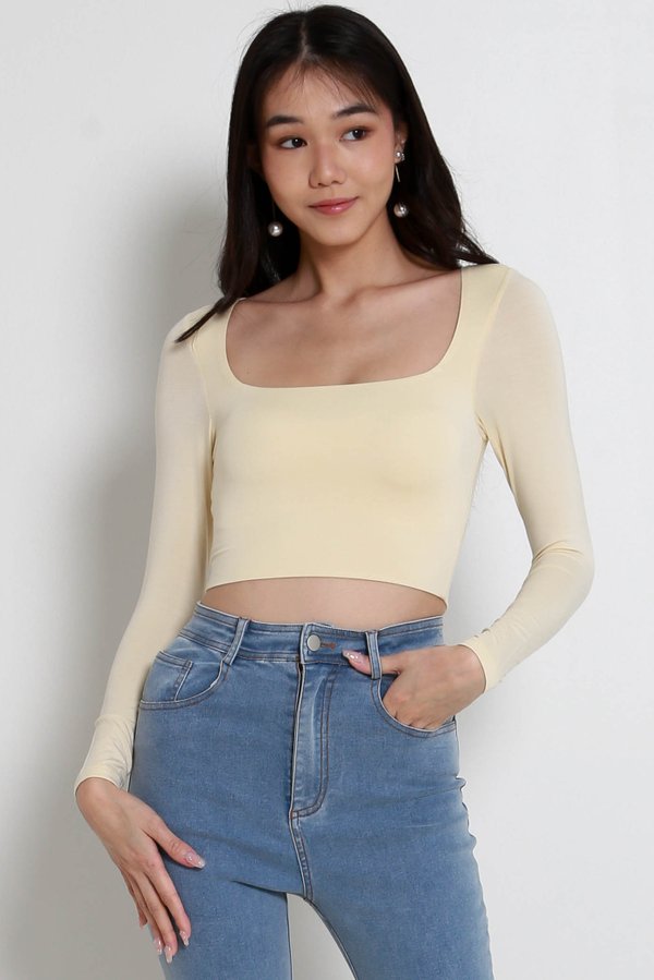 Lily Scoop Neck Long Sleeve Top (Daffodil)