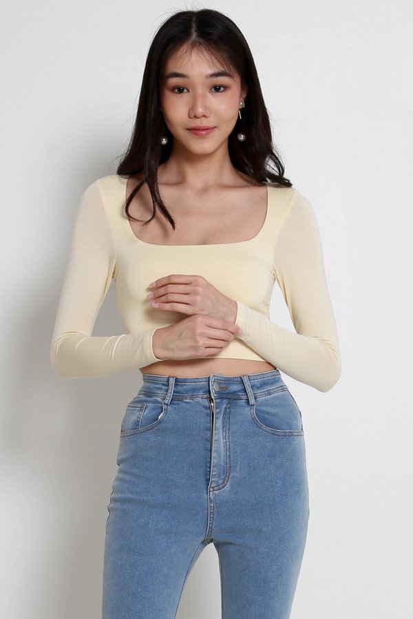 Lily Scoop Neck Long Sleeve Top (Daffodil)