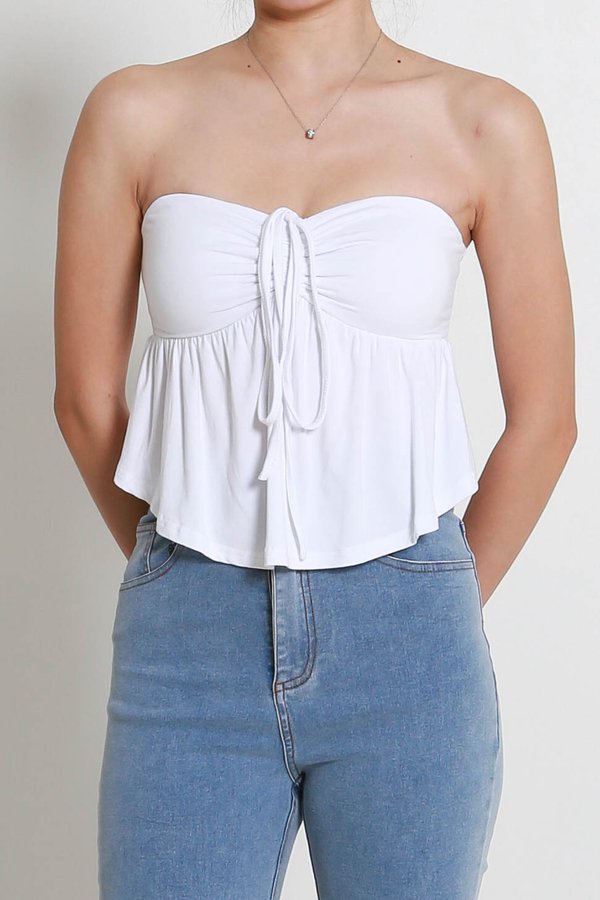 Aimee Babydoll Top (White) Aimee Babydoll Top (White)
