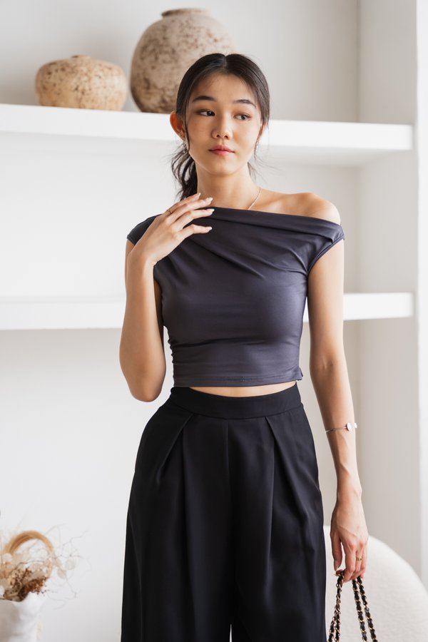 Zaria Off Shoulder Top (Gunmetal)