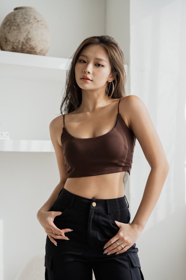 *Lite* [CROPPED] Liv Basic Cami Top (Chocolate Brown)