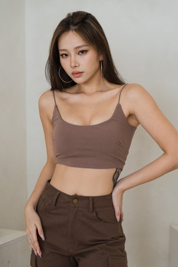 *Lite* [CROPPED] Liv Basic Cami Top (Taupe)