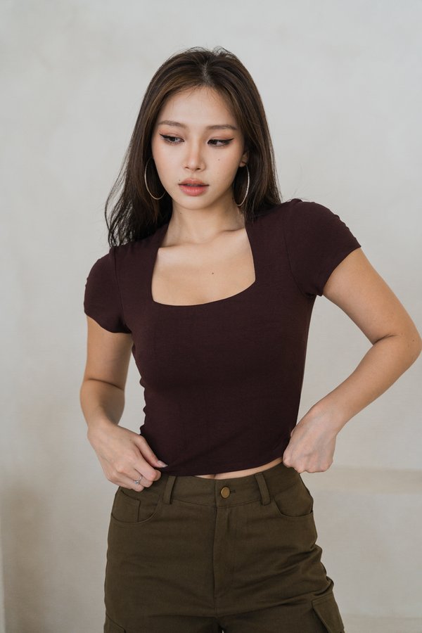 *Lite* [REGULAR] Lyla Queen Anne Top (Chocolate)