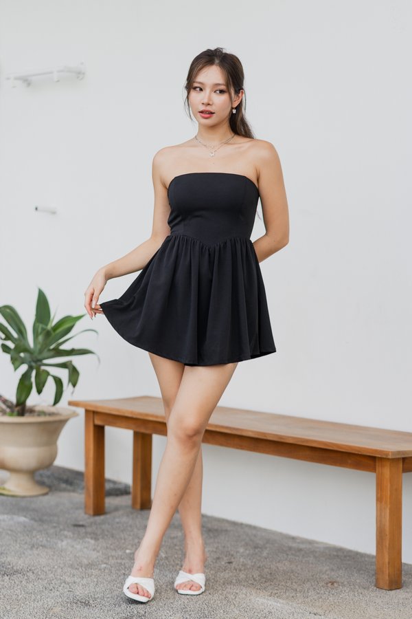 Bonnie Mini Romper Dress (Black) Bonnie Mini Romper Dress (Black)