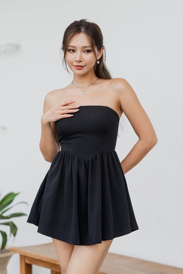 Bonnie Mini Romper Dress (Black) Bonnie Mini Romper Dress (Black)