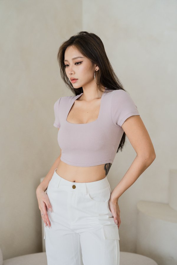 *Lite* [CROPPED] Lyla Queen Anne Top (Dusty Pink)