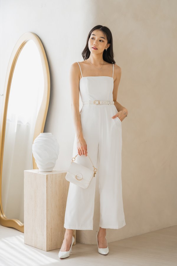 Ivy Belted Jumpsuit (White)