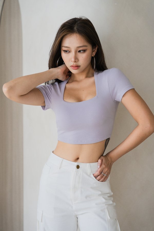 *Lite* [CROPPED] Lyla Queen Anne Top (Periwinkle)