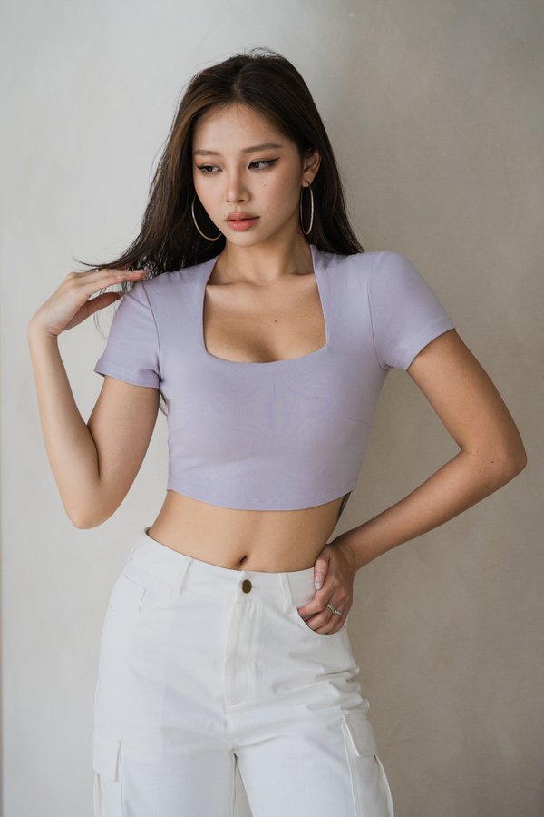 *Lite* [CROPPED] Lyla Queen Anne Top (Periwinkle)
