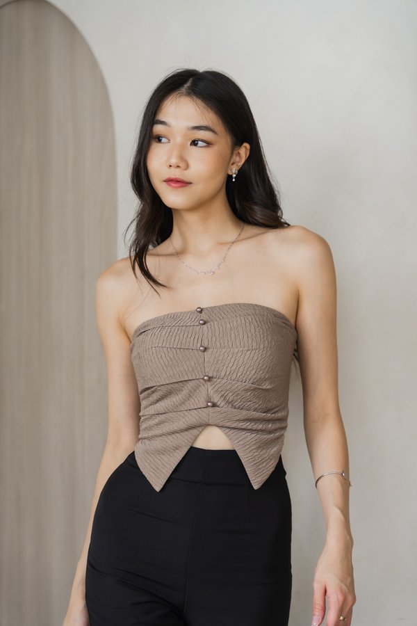 Kallie Pearl Textured Top (Taupe) Kallie Pearl Textured Top (Taupe)