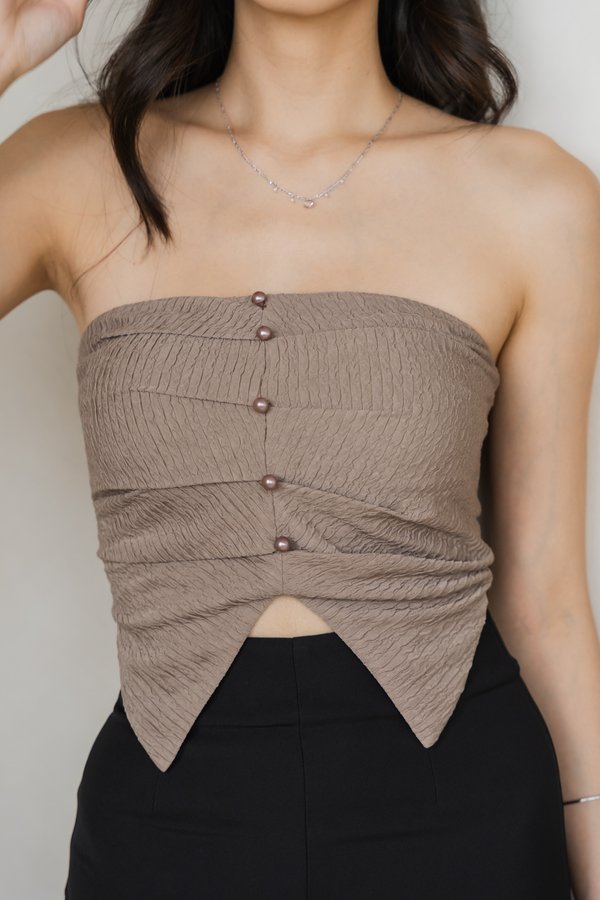 Kallie Pearl Textured Top (Taupe) Kallie Pearl Textured Top (Taupe)