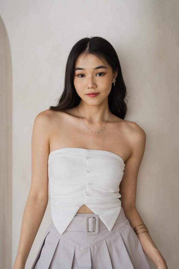 Kallie Pearl Textured Top (White) Kallie Pearl Textured Top (White)