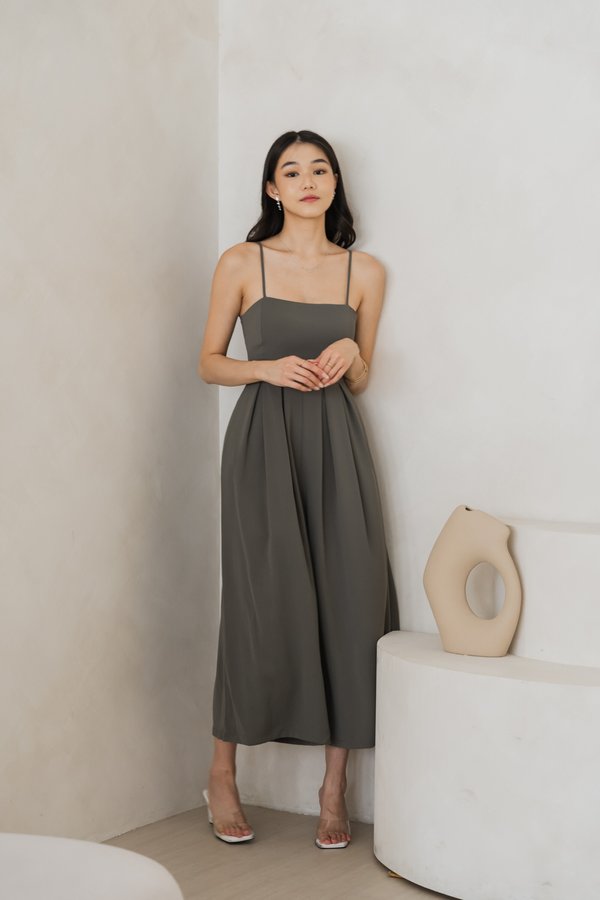 Lazie Pleated Jumpsuit (Ash Sage)