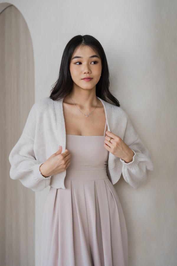 Whitney Puffy Cardigan (Oat Grey)