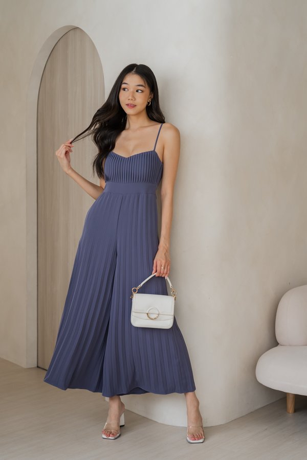 [PETITE] Roxie Pleated Jumpsuit (Steel Blue)