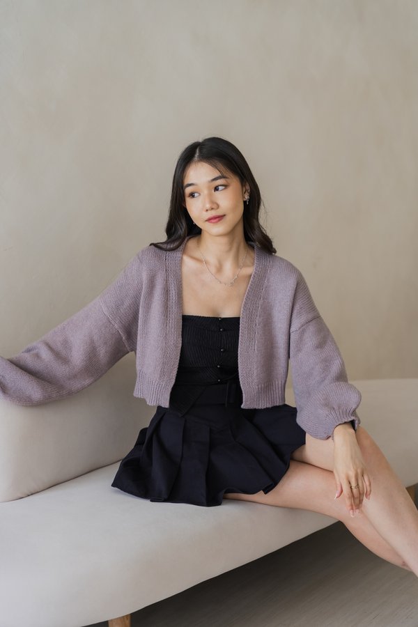 Whitney Puffy Cardigan (Mauve Taupe)