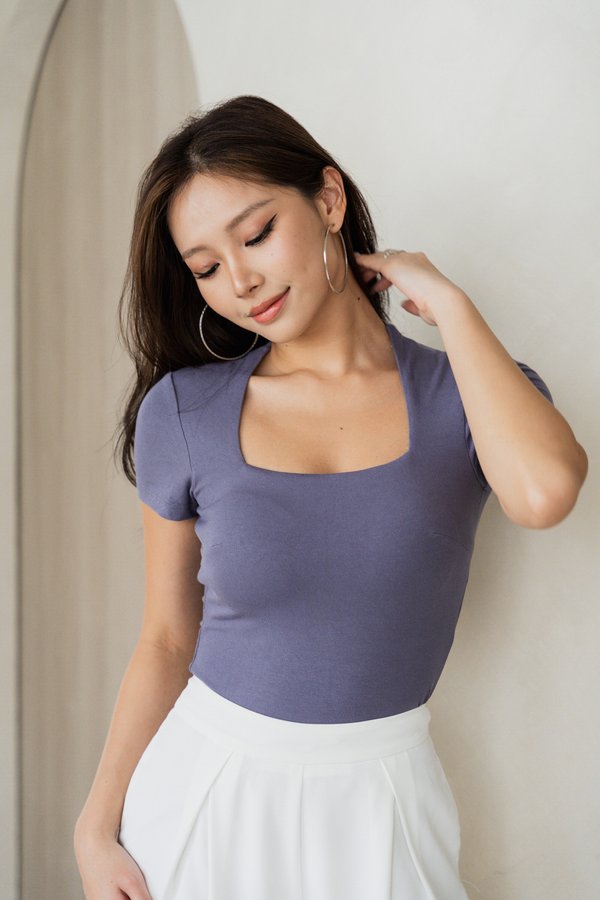 *Lite* [REGULAR] Lyla Queen Anne Top (Steel Blue)